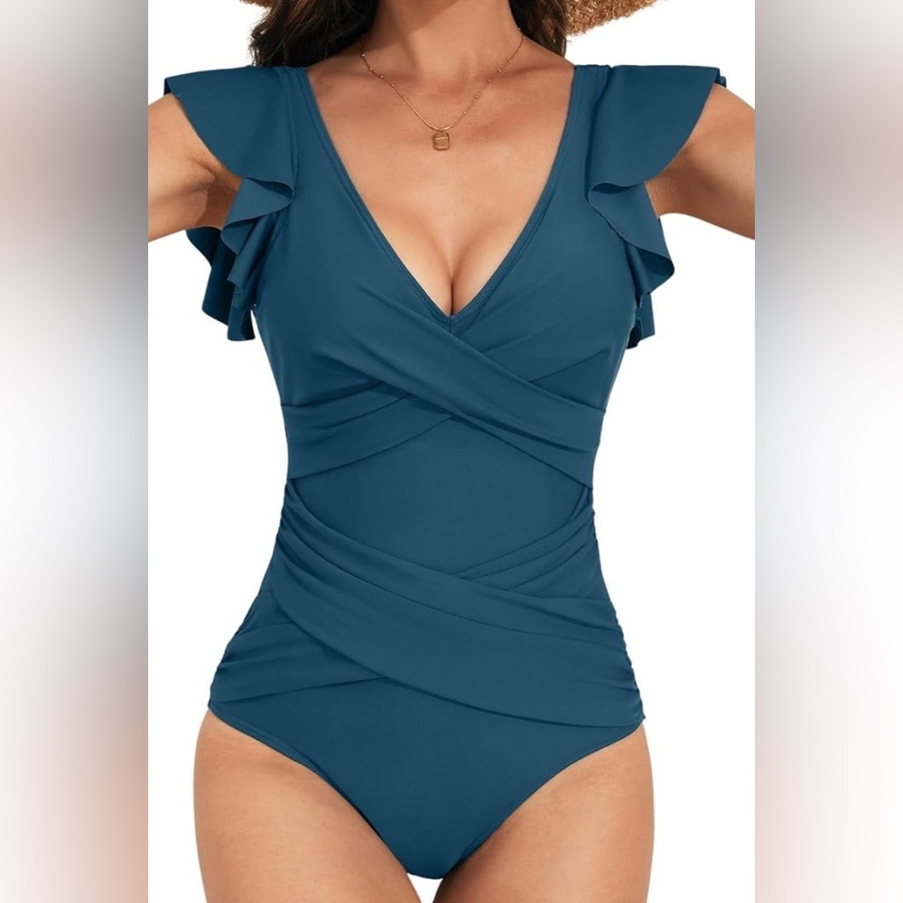 One-Piece Ruffle Slimming Tummy Control Swimsuit